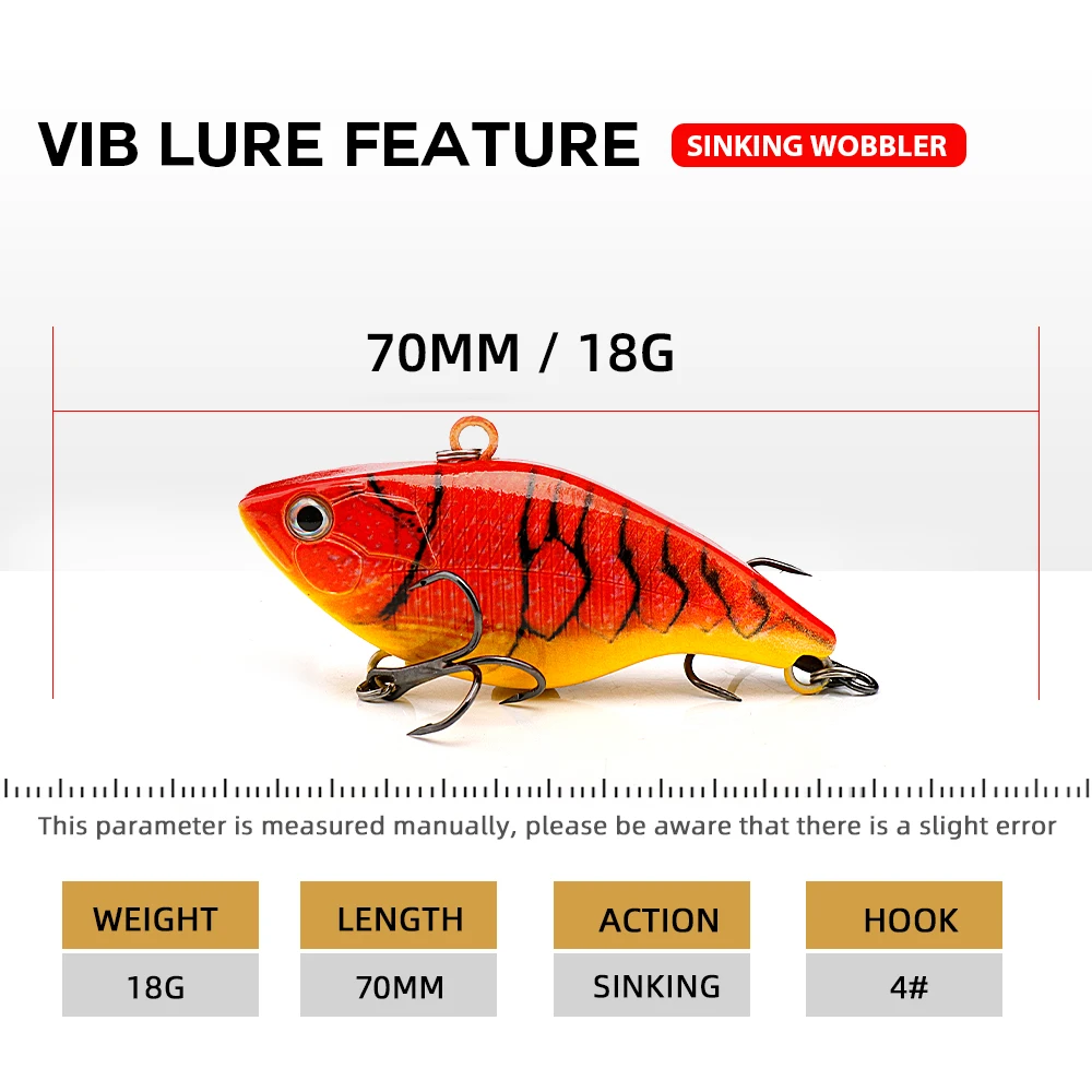 Agoie 7cm 18g 베이스 낚시를 위한 Lipless Rattle 진동 미끼 VIB 느린 싱킹 진동 미끼 바닷물 낚시에 이상적