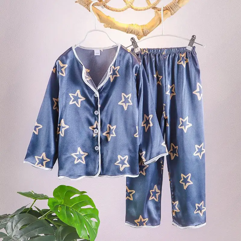 night gowns cheap Children Cartoon Pajamas Sets Long Sleeve Girls' Home Wear Clothes Spring Baby Boys' Pajamas 2-12Y Kids Sleep Wear Clothes Set cheap pajama sets	 Sleepwear & Robes