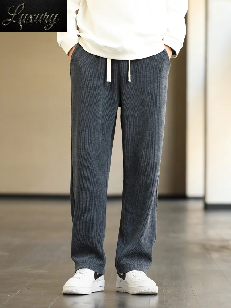 

2024 Fall/Winter Men's Sweatpants Wide Leg Straight Baggy Casual Pants Streetwear Solid Loose Track Trousers Plus Size 8XL