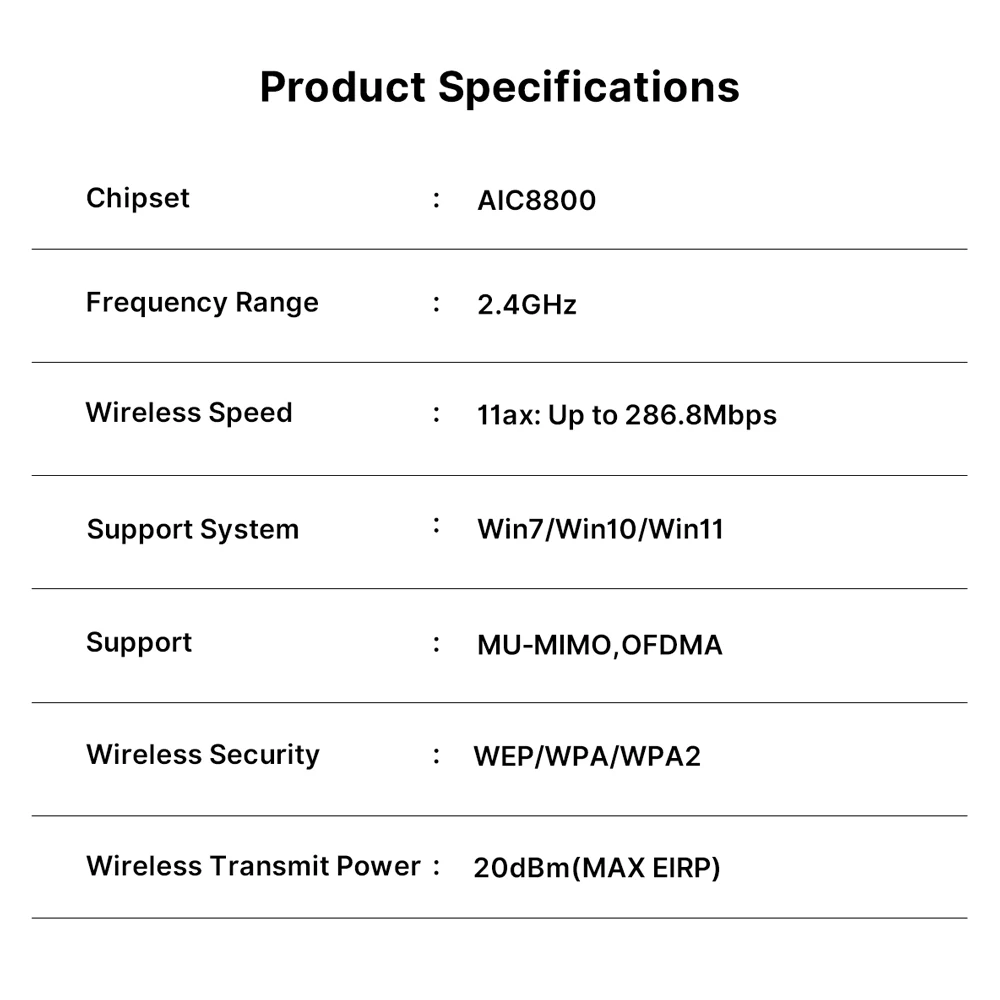 WIFI 6 802.11ax 네트워크 어댑터 AX286 2.4GHz USB 와이파이 동글 랜 드라이버 프리 PC 노트북 윈도우 7 10 11용