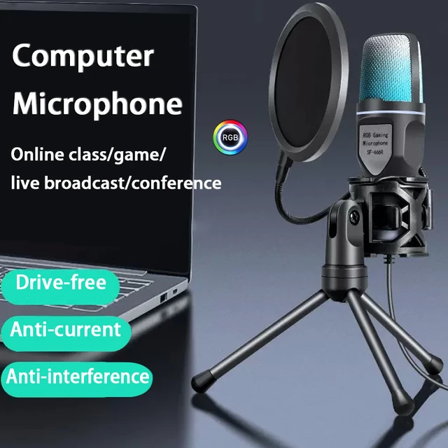 Gaming USB Microphone Desktop USB Condenser Microphone RGB Recording Studio  Recording Streaming Mic for PC Computer Laptop - AliExpress