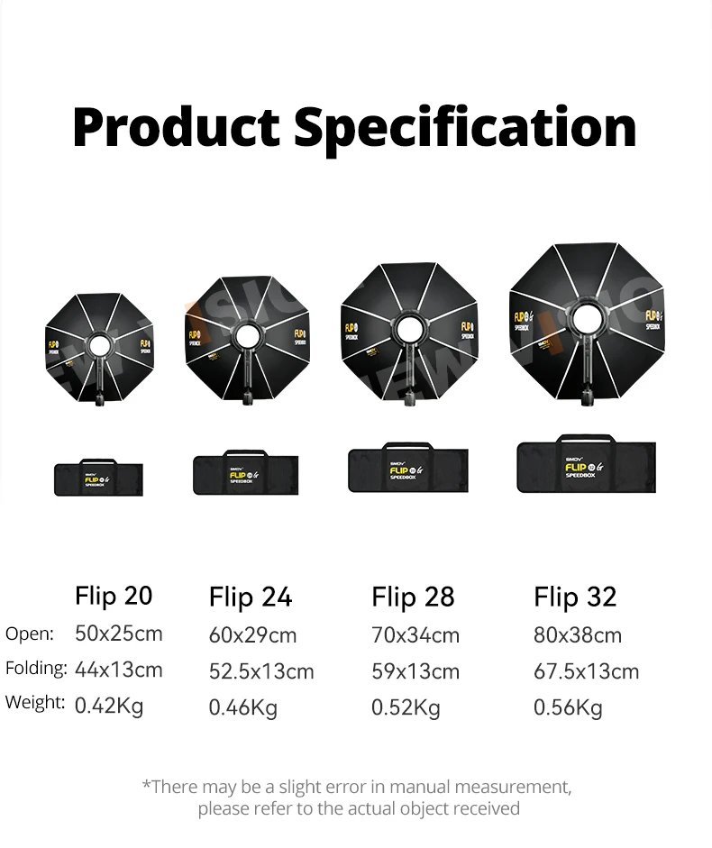 SMDV Flip 32 Quickly Release Parabolic Softbox for A2 Godox V1 V860III AD100PRO