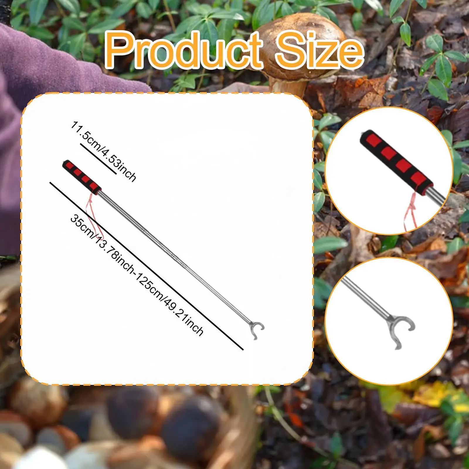 Mushroom Picking Tool Stainless Steel Adjustable Extendable Two Prong Hook Mushroom Foraging Picker Telescopic Pick up Tool Mushroom Picking Tool Stainless Steel Adjustable Extendable Two Prong Hook Mushroom Foraging Picker Telescopic Pick up Tool