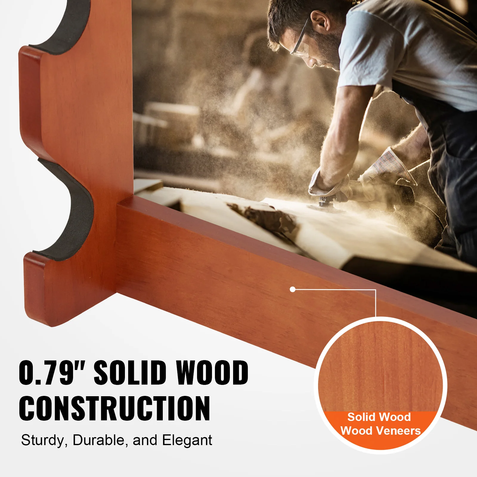 VEVOR Gun Rack Wood Gun Rack Wall Mount Gun Display Rack holds 4/5 Rifles Shotguns 132 lbs Heavy Duty Rifle Rack w/ Soft Padding