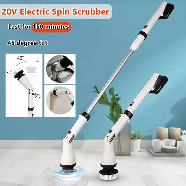 Electric Spin Scrubber, Cordless Cleaning Brush with 8 Replaceable