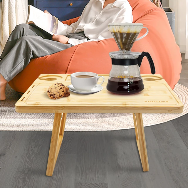 Plateau de Table en bois pliable pour petit déjeuner, lit, ordinateur  portable, vin, mocha - AliExpress