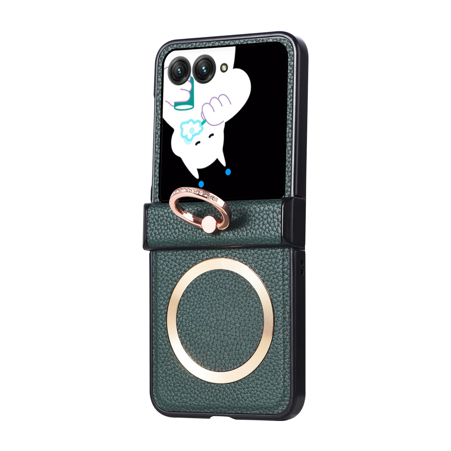 Custodia Magsafe Per Motorola Razr 40 Ultra Leather Magnetic Charging Connect Ring Cute Phone Cover Muslimate Xt2321-3