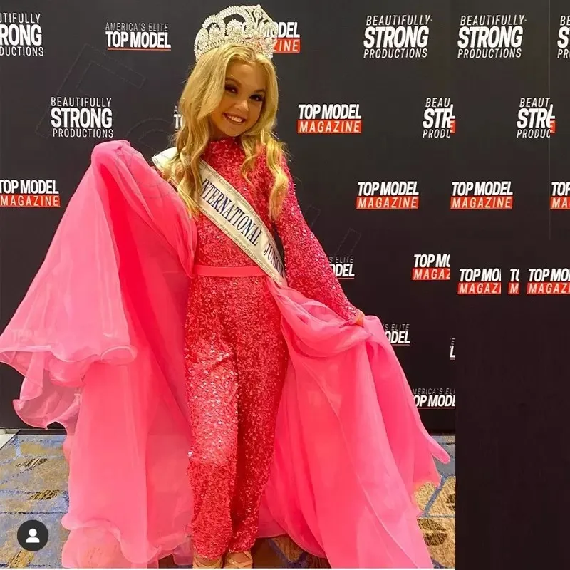 

Flower Girl Dresses for Weddings Banquet Dress Girl Beaded Birthday First Communion Dresses Petals Long Sleeves Ball Gown