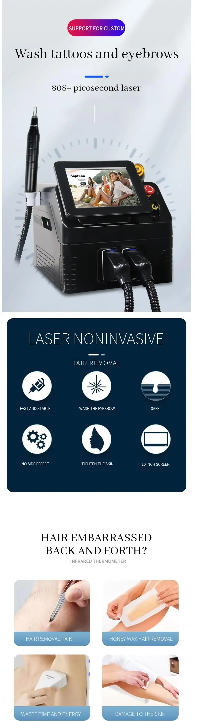 New 2024 Portable 2500W two in one 808nm diode laser hair remover picosecond las&hellip;