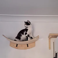 Wall-Mounted Wooden Cat Climbing Tree with Hammock & Scratching Post 5