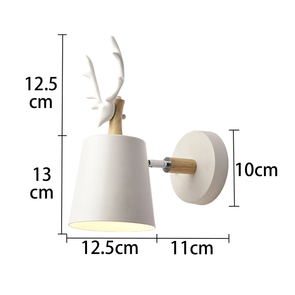 Creative Modern Wall Lamp Simple Deer Art Decor Wall Lamp Iron E27 Base Steering Head Nordic Style Sconce for Bedroom Study Room