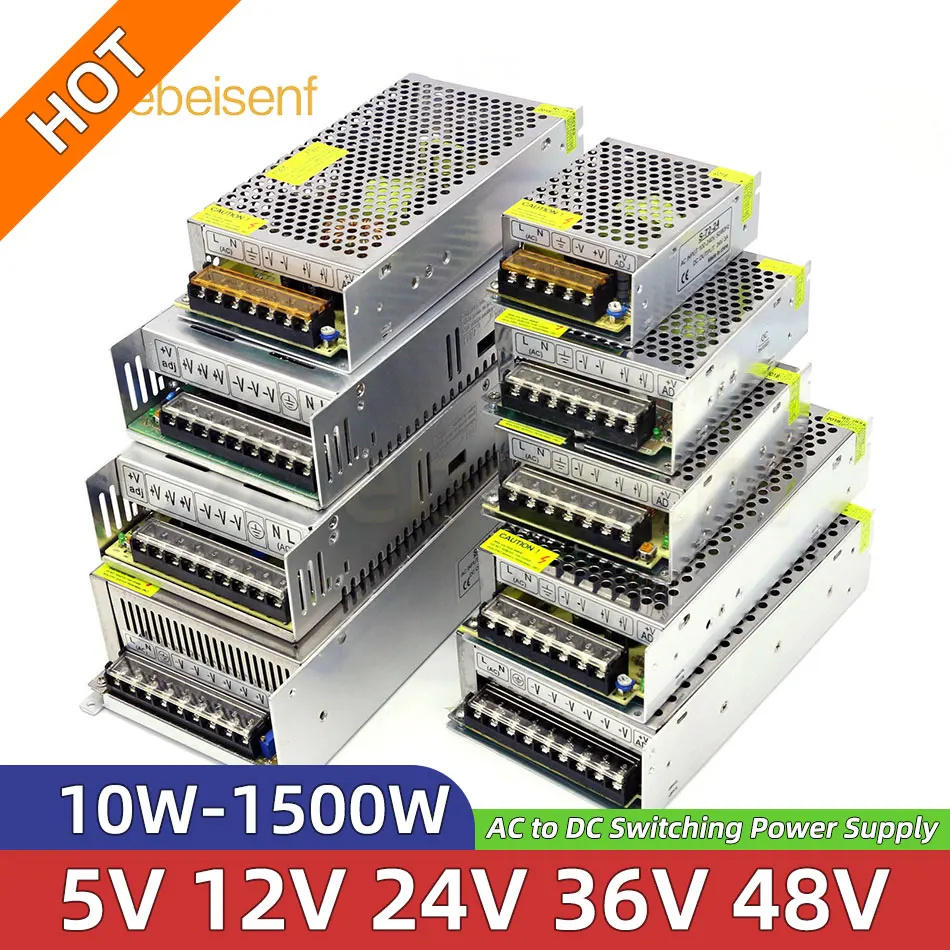 5V 12V 24V 36V 48V แรงดันไฟฟ้า AC TO DC แรงดันไฟฟ้าต่ําตัวแปลง Enclosed อลูมิเนียม Switching Power Supplies 1