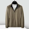 Fall Winter Men's High-end business reversible knitted wool basic autumn zipper stand up collar casual wool jacket 4
