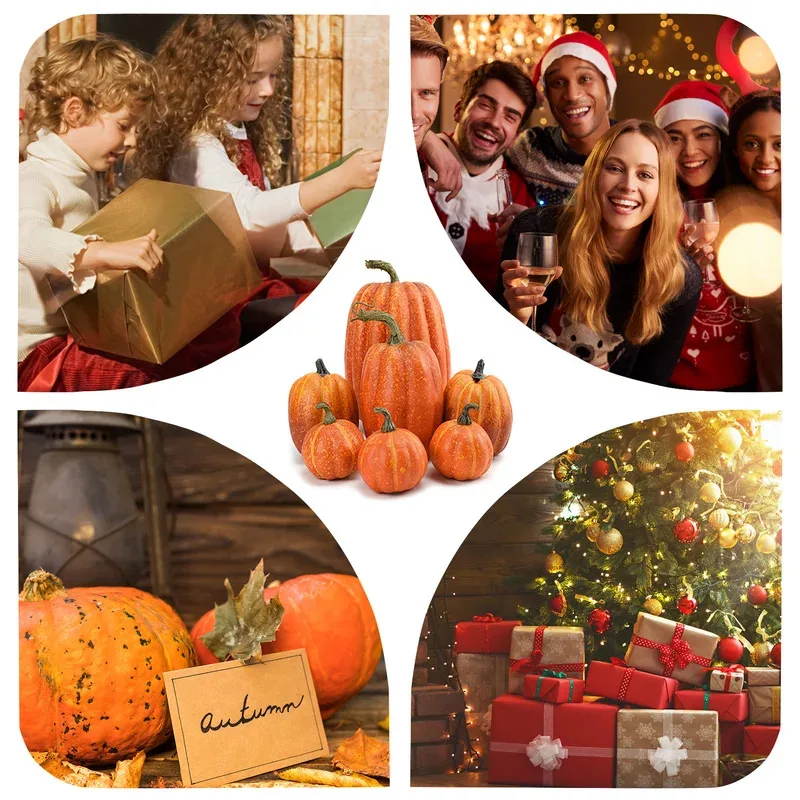 2026 NEW Fake Foam Pumpkins for Halloween decorations Realistic Artificial Pumpkin Ornaments set for Festival Party Decor ship
