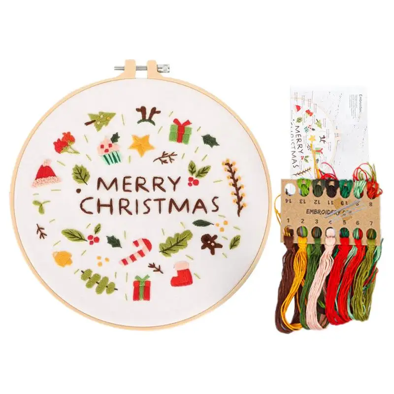 

Christmas Embroidery Kits With Patterns Instructions Needlepoint Kit for Beginners Adults Supplies Sewing Advent Calendar