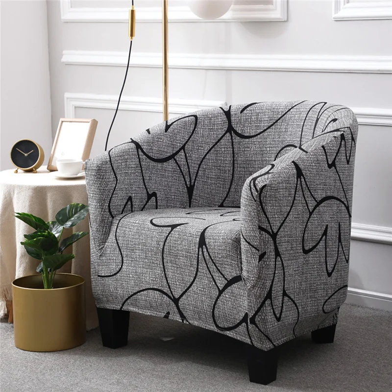 Chair Cover Furniture Cover 1pc Stretch Printed Club Armchair Cover Washable Tub Chair Slipcover Relax Single Chair Case for Coffee Bar Living Room Office