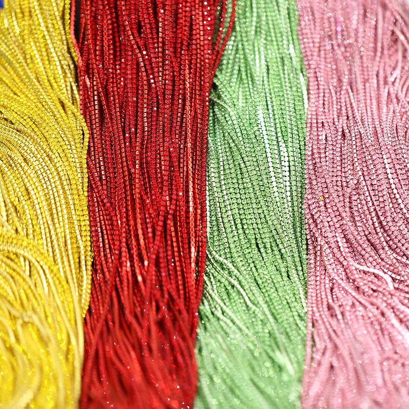 Rhinestone Chain 1 Yard Full Color 22Color Claw Rhinestone SS6 ss12 Crystal Tassel Diy Clothes Earring Accessories Beads Diamond Rhinestone Chain