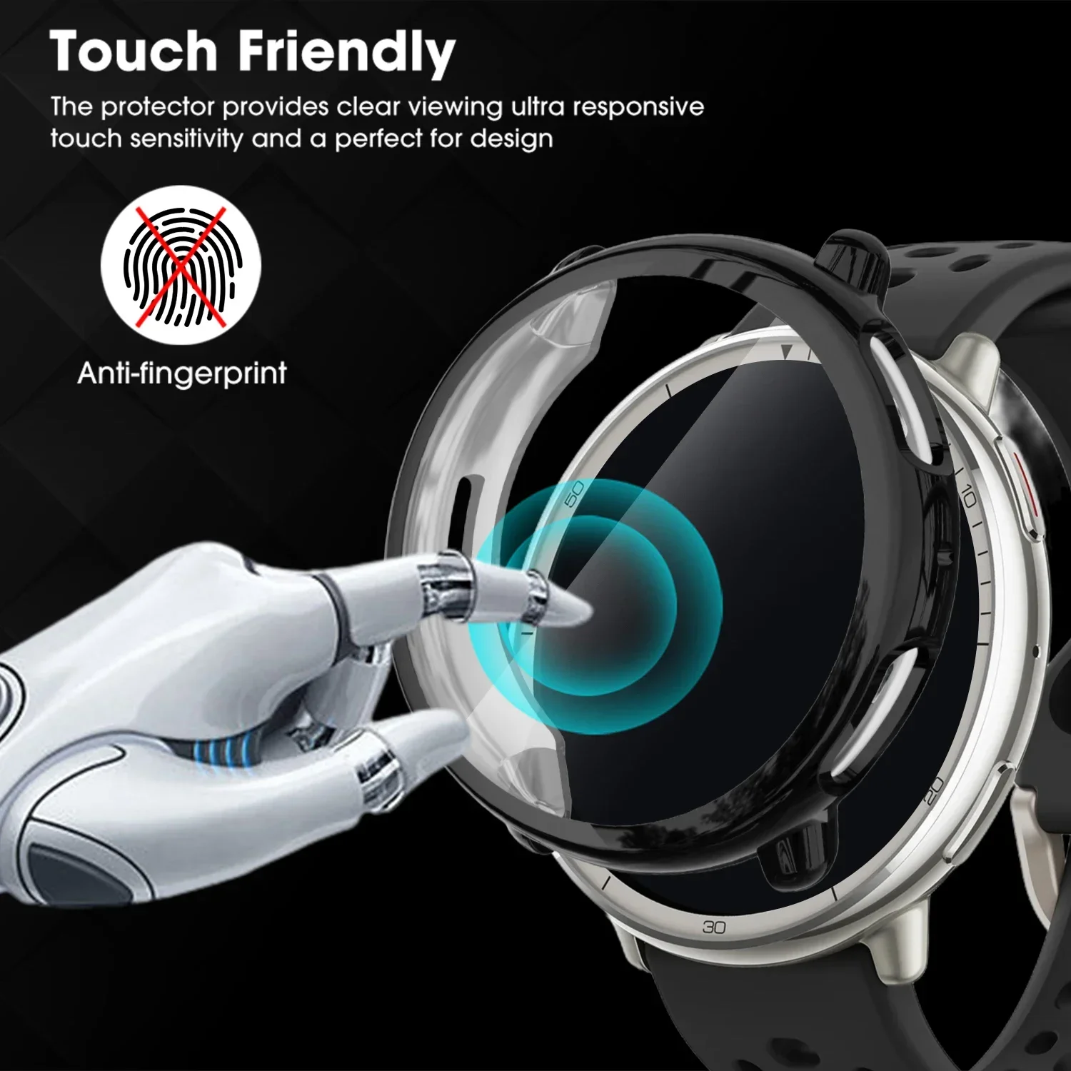 for Amazfit Active2 PC+ Tempered Glass Case Smart Watch Strap Bumper Shell Full Cover Screen Protector for Active 2 Accessories