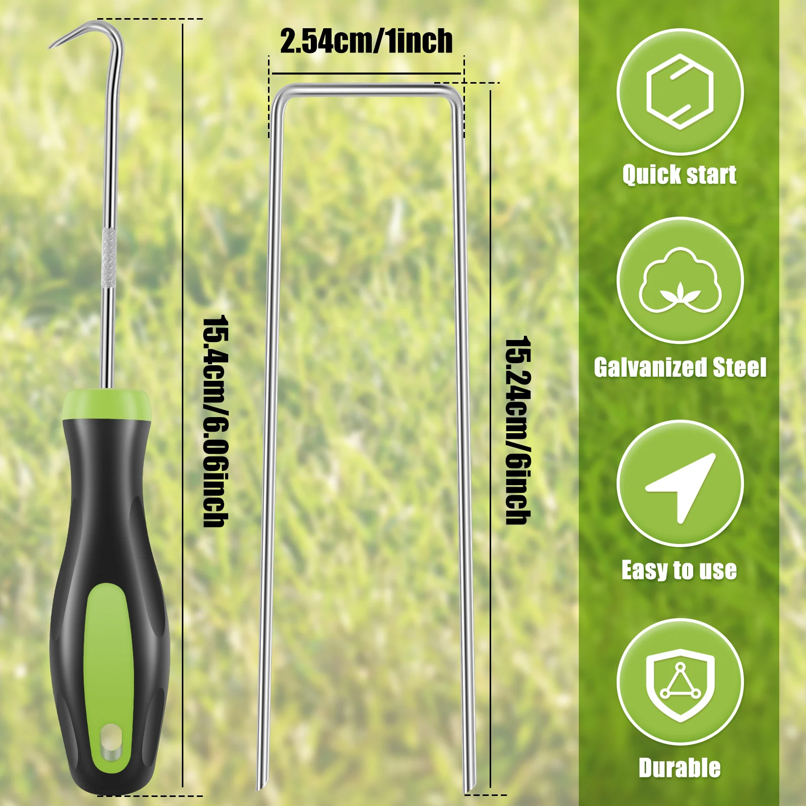 Garden Staples Plant Stakes 100Pcs U-Shaped Garden Stakes Staples Galvanized Steel Landscape Staples Mats Multipurpose Landscape Pins Turf Garden