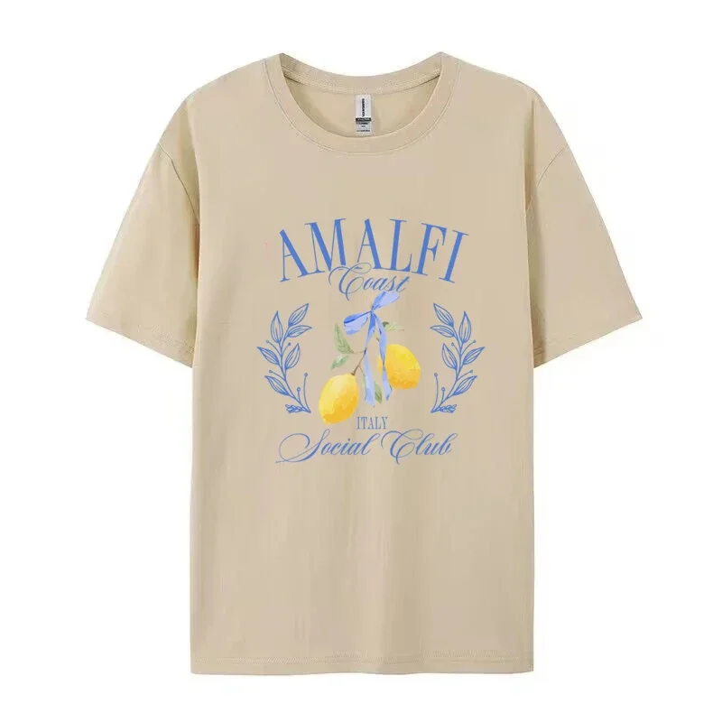 Lemon Print T-shirt Short Sleeve Crew Neck Casual Top for Summer & Spring Women’s Clothing Best Sellers In Women's Clothing