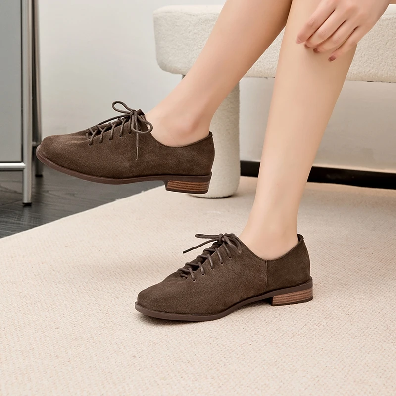 Lace Up Suede Oxfords Womens Women Loafer Lace-up 2025 New Spring