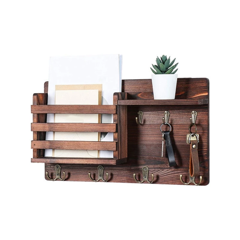 

Key And Mail Holder For Wall Mail Organizer Wall Mount With Hooks Easy Installation Key Rack For Entryway And Homedecor Durable