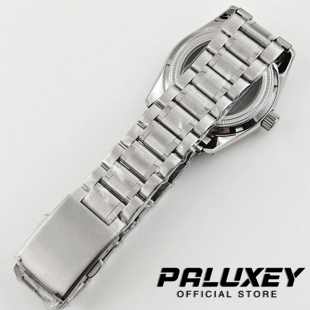 Premium 39.5mm Silver Sapphire Crystal Watch Case with Dial Fit Enhancement