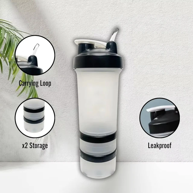Protein Powder Shaker Cup400/600/650ml with Metal Stirrer Fitness Sports Mixing Bottle Portable Leak Proof Plastic Cup Drinkware 3