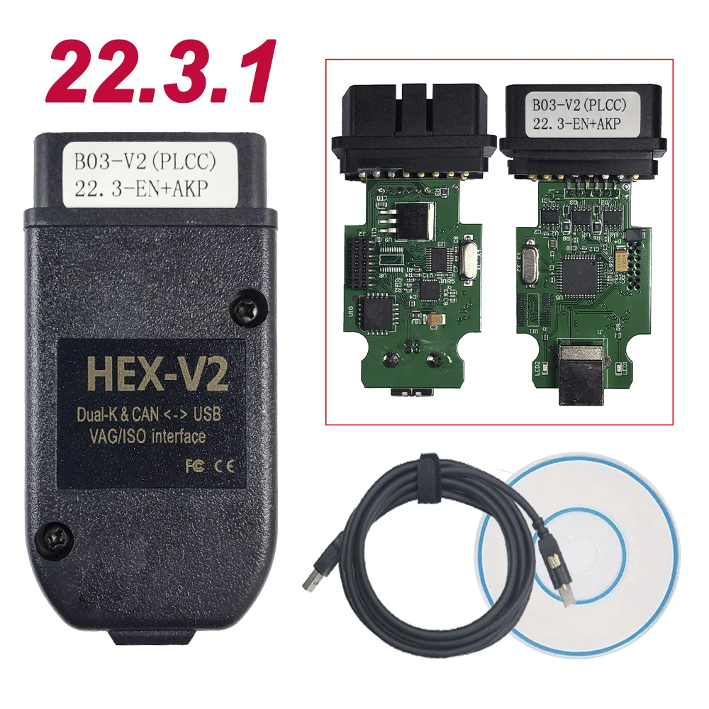For VCDS VAG COM 22.9 22.3 OBD2 Scanner HEX V2 For VW AUDI Skoda Seat
