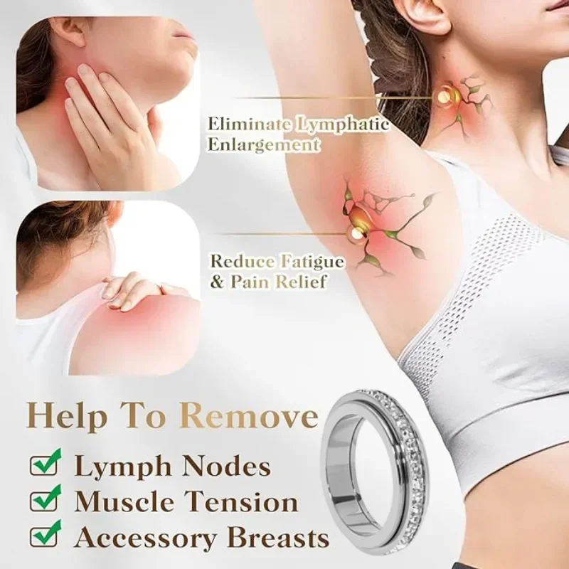 Women's Turnable Anxiety Relief Ring Healthy Slimming Stainless Steel Cubic Zirconia Ring Weight Loss Jewelry Accessories