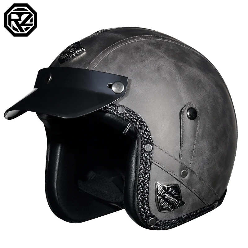 合成皮革バイクヘルメット3/4,オープンフェイスバイクヘルメット