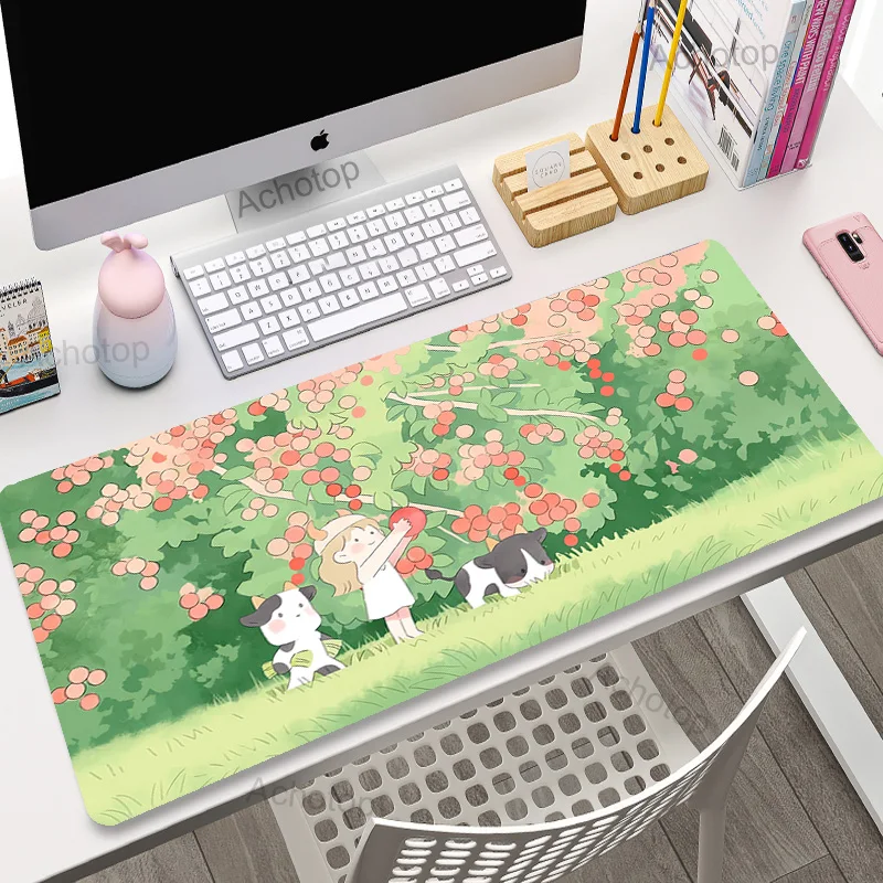 

Green Plant Deskmat Large Mouse Pad 900x400 Deskpad Computer Mousepad XXL Rubber 4mm PC Table Mat Locking Edge Pads Dropshipping