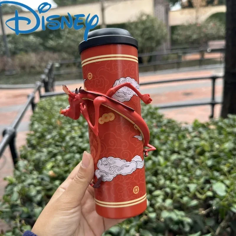 

Original Disney 400ml Hot New Year Mushu Dragon Series Thermo Bottle Cup Thermos For Tea Coffee Mug Portable Water Festival Gift