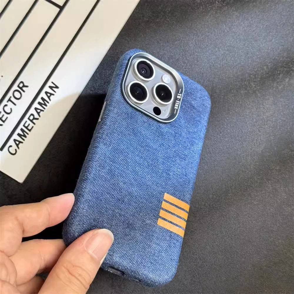 Retro Non Slip Cotton Linen Fabric Texture Phone Cases For iPhone 15 Pro Max 14 13 12 Pro Max 15 Plus Magnetic Shockproof Cover