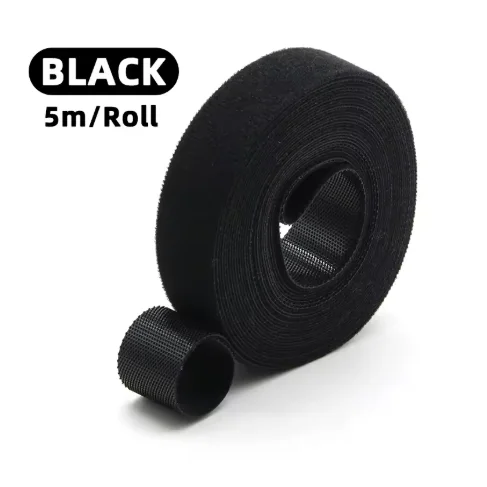 Colorful Adhesive Back-to-Back Hook & Loop Strap Roll - Versatile Cable Management and Organization Solution (5m Roll)