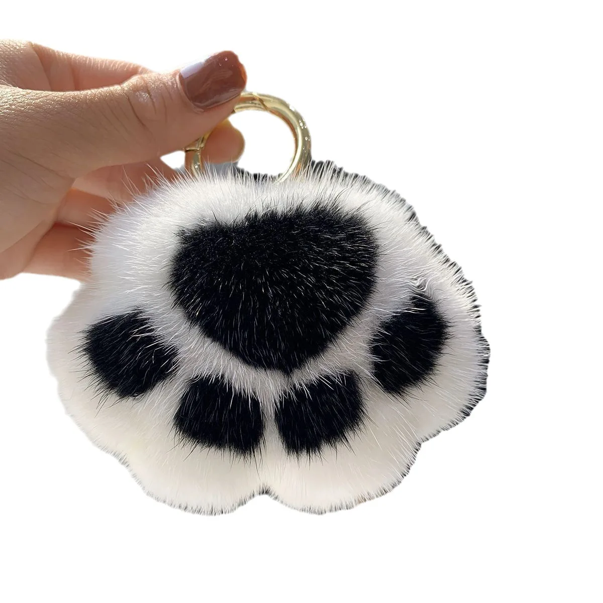 Women Cat Claw Faux Fur Key Chain Charm for Party Gift