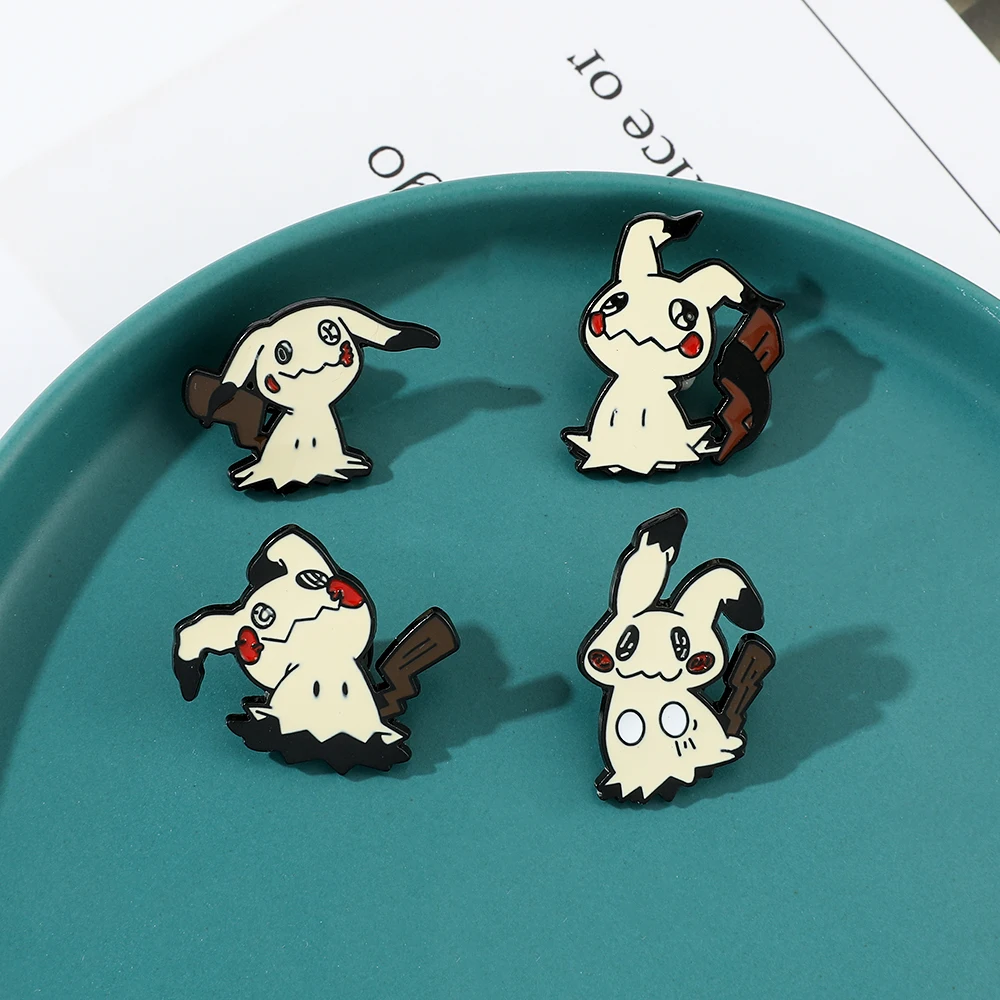 Фото Брошь в виде покемона Mimikyu Pikachu, милые эмалированные булавки в виде аниме, аксессуары для фотографий, подарки №5