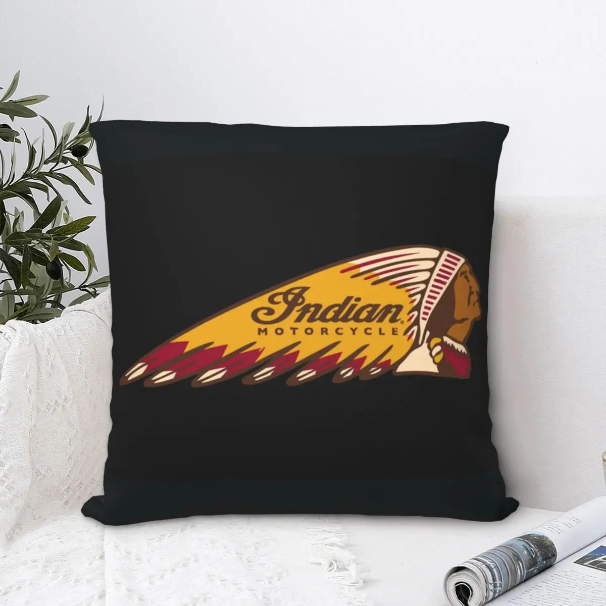 Indian Motorcycle 1 Square Pillowcase Polyester Pillow Cover Velvet Cushion Zip Decorative Comfort Throw Pillow For Home Bedroom