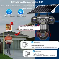Caméras solaires V380 Pro 4G, protection intelligente de la maison, détection de mouvement, surveillance IP sans fil, caméra de surveillance alimentée par énergie solaire 6