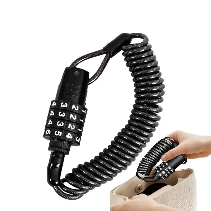 

Велосипедный замок с 4-значным кодом, защитный пароль для велосипедного шлема, портативный трос