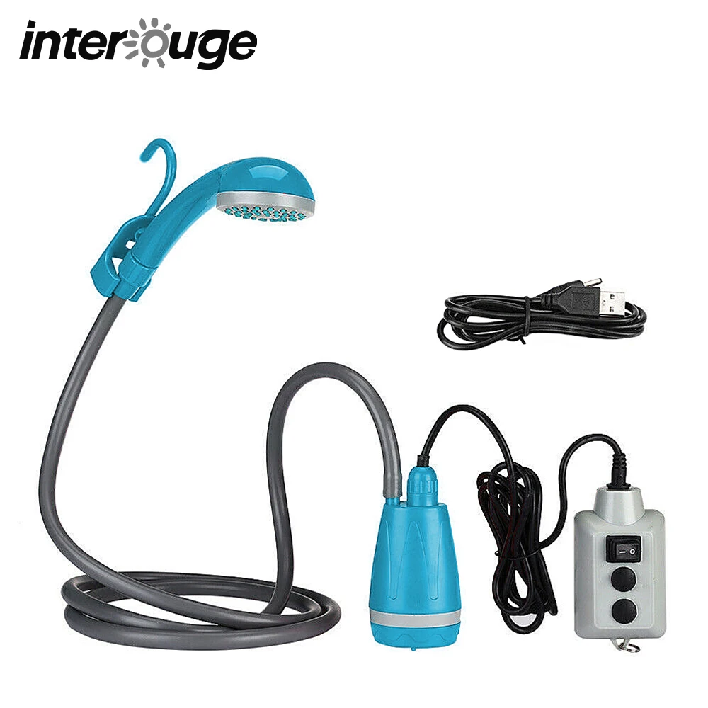 Outdoor Camping Shower Pump Head Portable Rechargeable Shower Bucket For Climbing Hiking Traveling Equipment