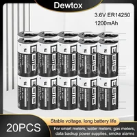20PCS LS14250 LS 14250 1/2 AA 3.6V 1200mAh Lithium Battery with Pins for PLC CNC Machine Tools Touch Screen Gas Water Meter 1