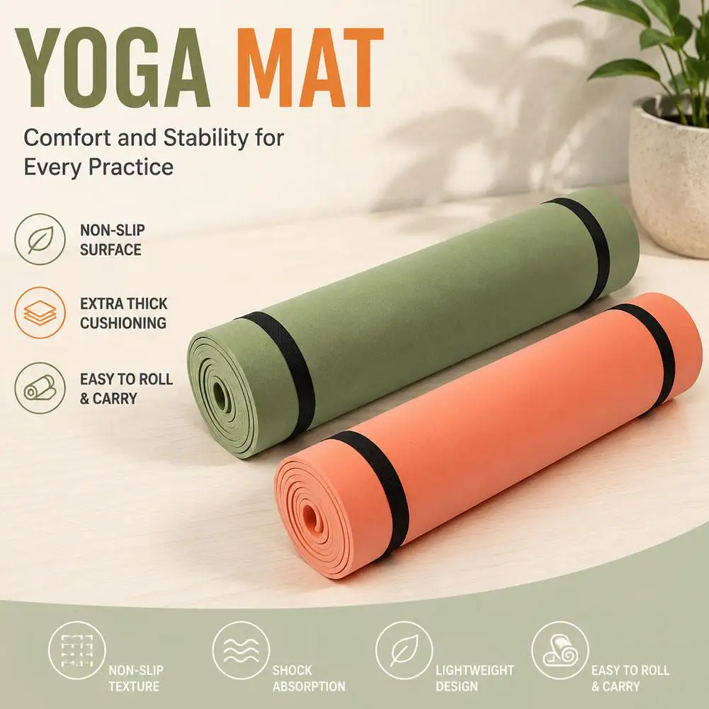 Premium Non-Slip Yoga Mat for Women - Thick Fitness Cushion for Home Gym and Travel Workouts