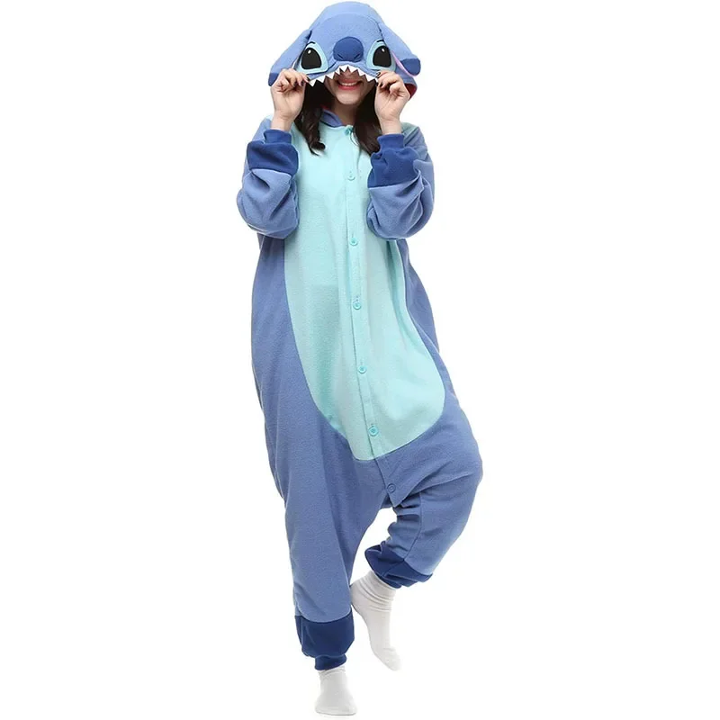 Pink and Blue Stitch Onesies Animal Adult Kigurumi Anime Cartoon Cosplay Sleepwear Outfits Jumpsuit