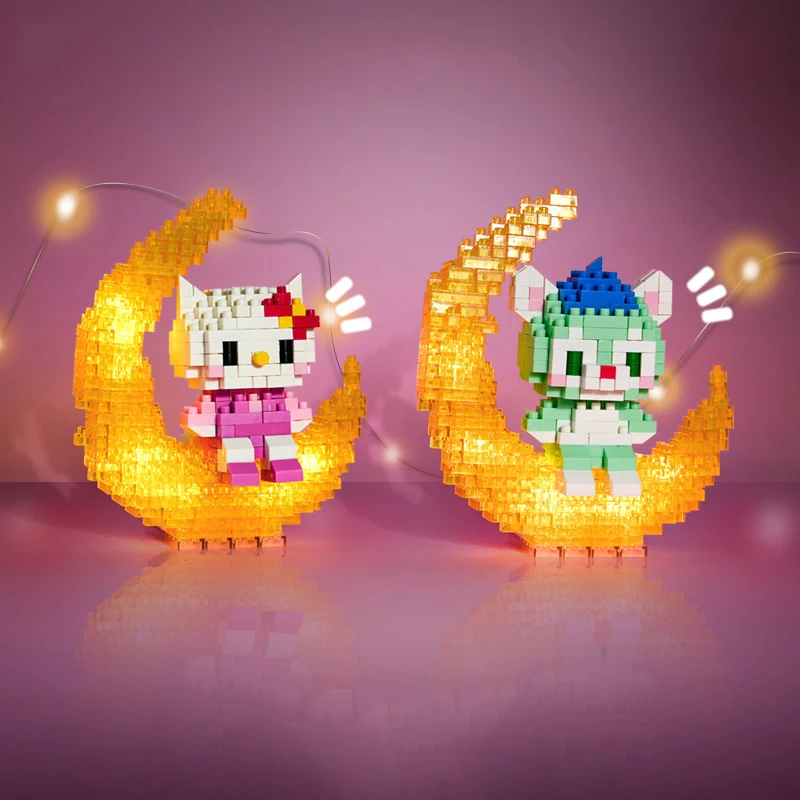 Cute Moon Disney Gelatoni Mickey Minnie Cinnamorol Assembled Mini Building Blocks