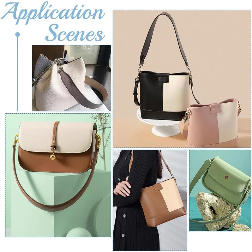 Wide Purse Shoulder Strap Replacement, 31.5 Inch PU Leather Handbag Strap Clutch Bag Handles Shoulder Bag with Alloy
