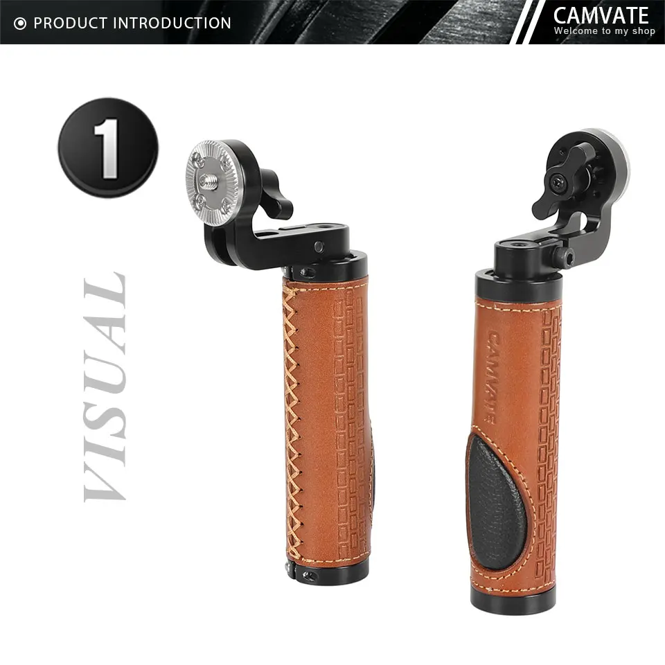 Leather ARRI Rosette Handgrip WIth Adjustable Knob M6 Male Threads Mount For DSL