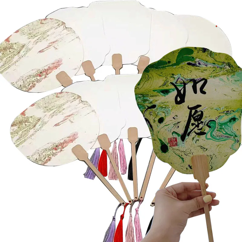 Round Rice Paper Fan for Handmade DIY Paintings and Calligraphy