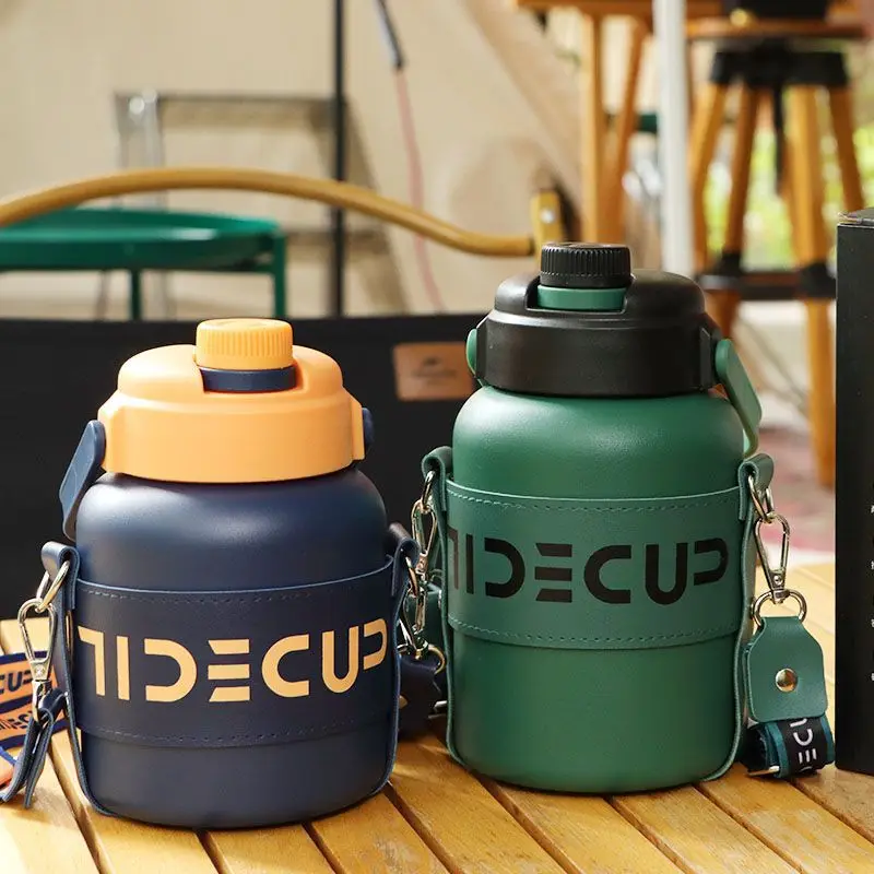 Large Capacity 316 Stainless Steel Thermos Cup, Children's Kettle, Portable with Straw, Dual Purpose, High Appearance Pot, Belly