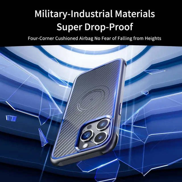 ROCK Kevlar Magnetic Case for iPhone 15 Pro Max Metal Lens Military Grade Shockproof Cover for iPhone 15 Compatible with MagSafe 5